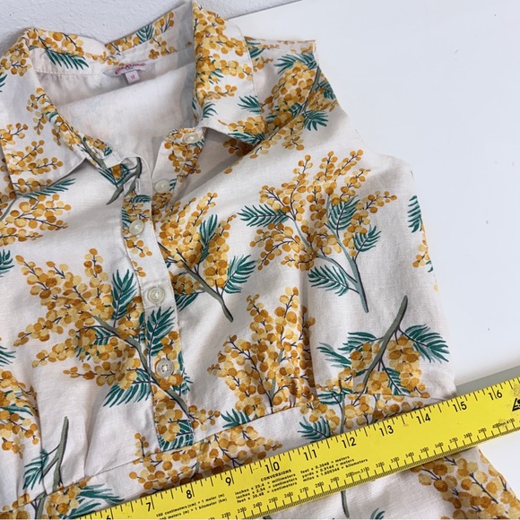 Cath Kidston Yellow Floral Linen Blend Mini Dress UK12/US8 - Picture 7 of 10